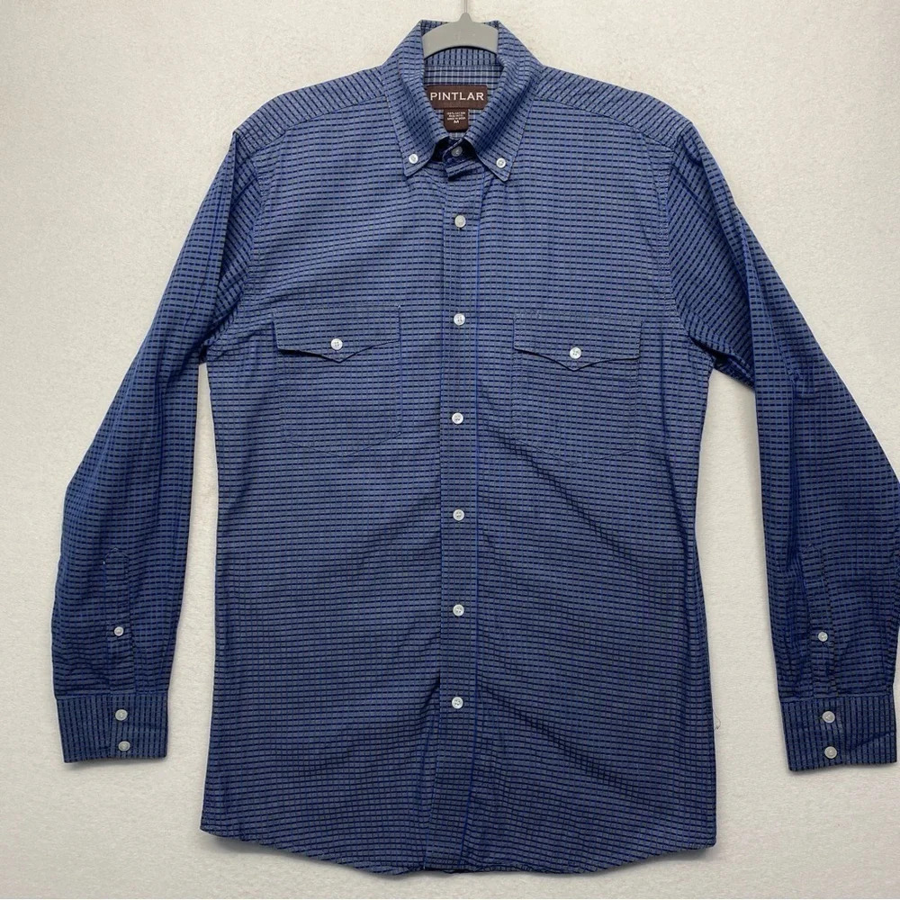 Pintlar‎ Blue Button Down Shirt M Western Check